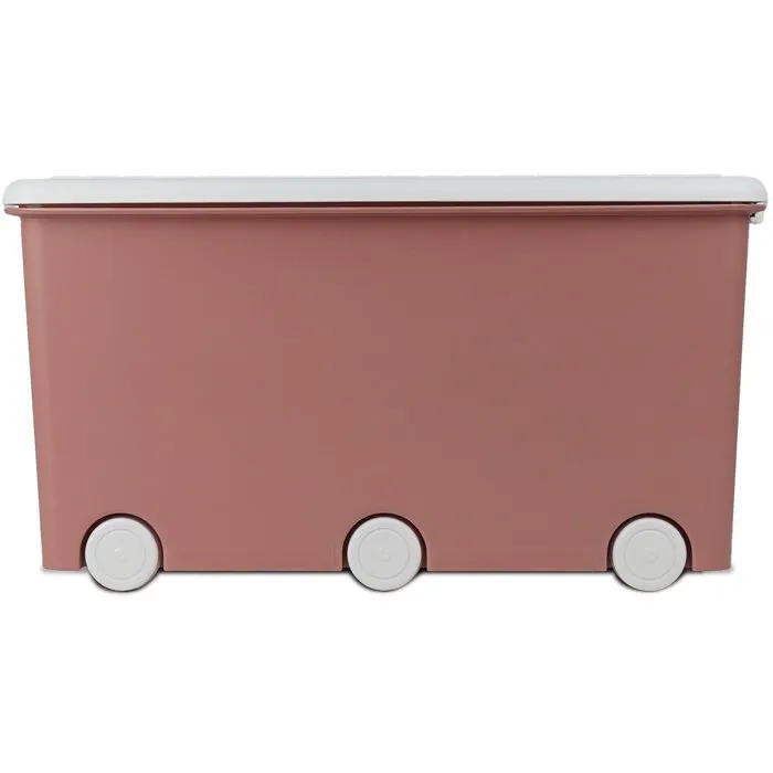 PLAYBOX Coffre de rangement Maxi avec roulettes, Thermobaby, grand coffre pour jouets, peluches, livres et rangement des chambres d'enfant - Rose