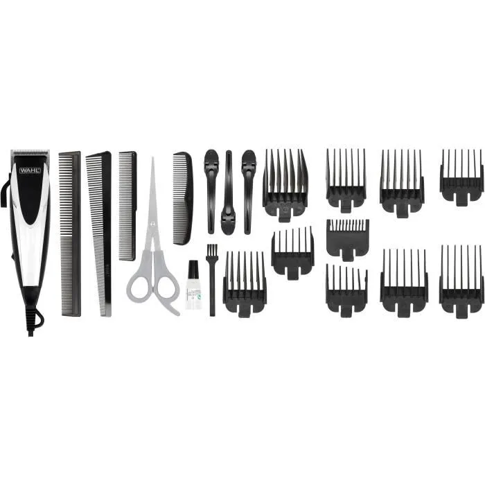 Wahl - Tondeuse à cheveux Home Pro sur secteur 230 V avec 8 sabots (3 à 25 mm), mallette, peignes et accessoires - Noir et Gris
