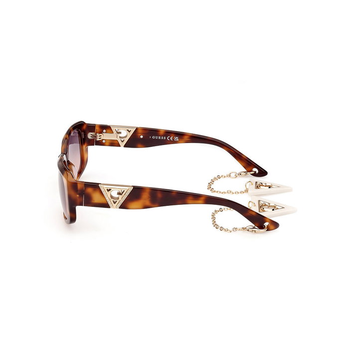 Guess Gafas GU7891 52B 140mm - Lunettes de soleil rectangulaires femme - Monture havane foncé - Verres fumé dégradé - Dimensions 53/18/140