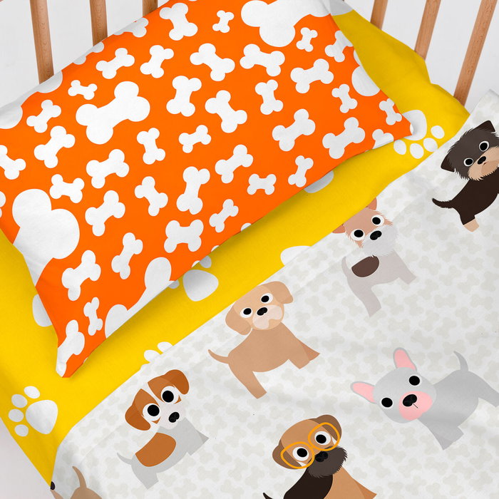 Jeu de draps HappyFriday Mr Fox Dogs Multicouleur Lit de bébé 2 Pièces Jeu de draps HappyFriday Mr Fox Dogs Multicouleur Lit de bébé 2 Pièces