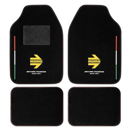 Momo Ensemble de 4 tapis de voiture universels Italie Mat noir