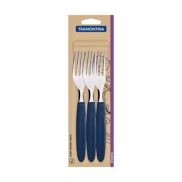 Tramontina Fourchette de table Ipanema bleu 19,1 cm, 3 pièces Tramontina Fourchette de table Ipanema bleu 19,1 cm, 3 pièces