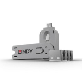 Lindy Bloqueur de port USB Type-A, Pack de 4 avec 1 clé, Blanc