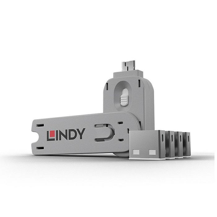 Lindy Bloqueur de port USB Pack de 4 - Blanc - Bloqueur physique pour port USB Type A avec clé de sécurité Lindy Bloqueur de port USB Pack de 4 - Blanc - Bloqueur physique pour port USB Type A avec clé de sécurité