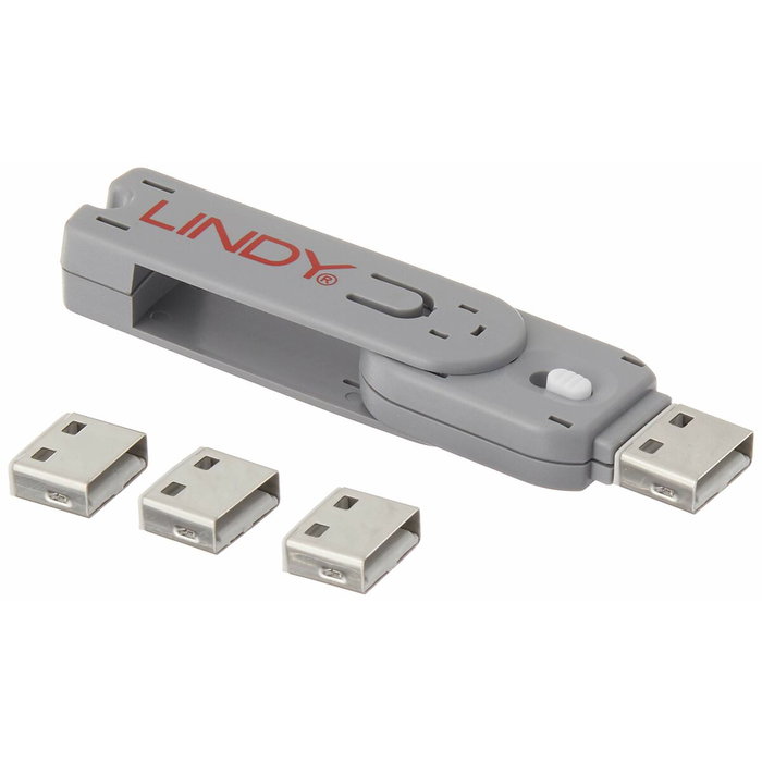 Lindy Bloqueur de port USB - Pack de 4 bloqueurs et 1 clé, Blanc Lindy Bloqueur de port USB - Pack de 4 bloqueurs et 1 clé, Blanc