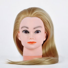 Bifull Tête de mannequin femme cheveux synthétiques blonds 45 cm