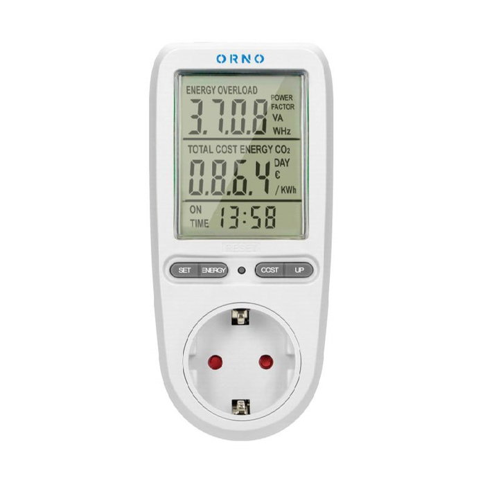 ORNO Voltmètre et calculateur d'énergie LCD Schuko OR-WAT-435