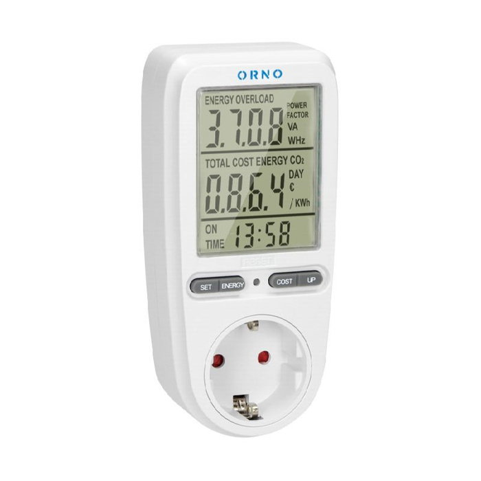 ORNO Voltmètre et calculateur d'énergie LCD Schuko OR-WAT-435