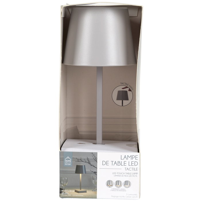 Home Deco Factory Lampe LED Tactile Gris Argenté
