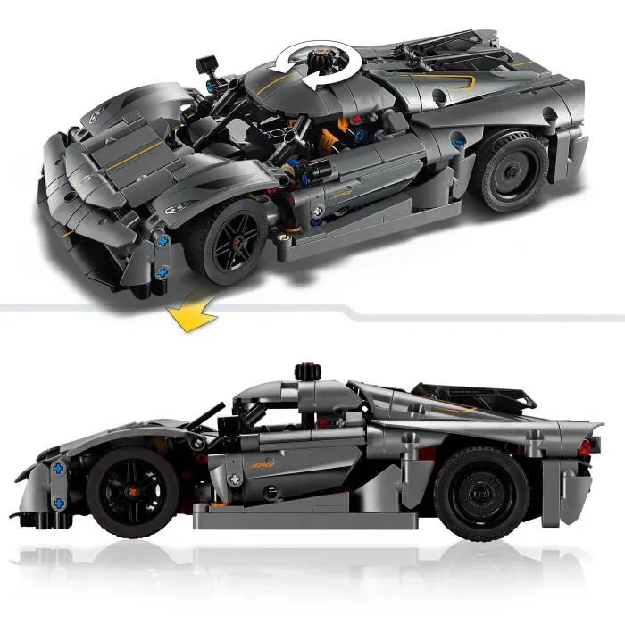 LEGO 42173 Technic Hypercar Koenigsegg Jesko Absolut - Set de construction gris de 801 pièces