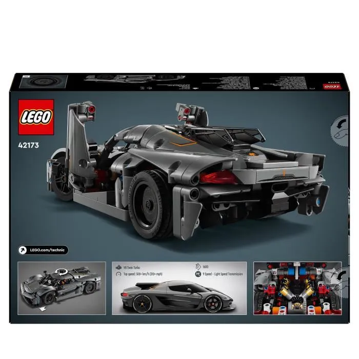 LEGO 42173 Technic Hypercar Koenigsegg Jesko Absolut - Set de construction gris de 801 pièces