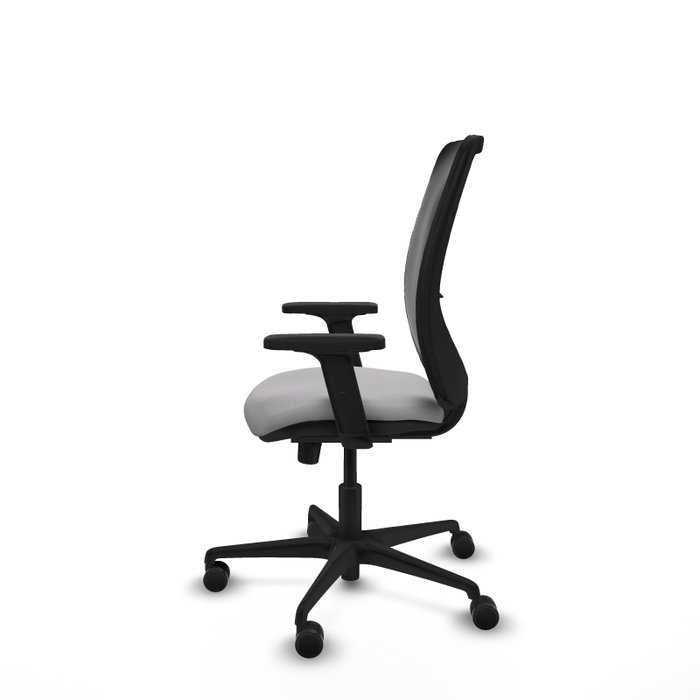 PIQUERAS Y CRESPO Chaise Zulema Synchro, Tissu Gris clair et Maille Noir, Accoudoir 2D
