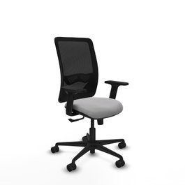 PIQUERAS Y CRESPO Chaise Zulema Synchro, Tissu Gris clair et Maille Noir, Accoudoir 2D