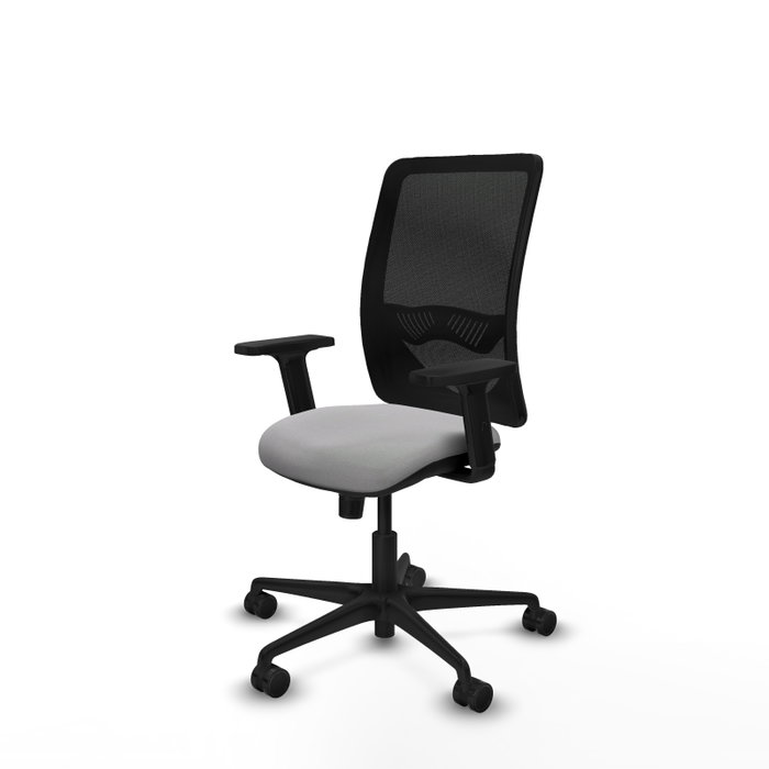 PIQUERAS Y CRESPO Chaise Zulema Synchro, Tissu Gris clair et Maille Noir, Accoudoir 2D