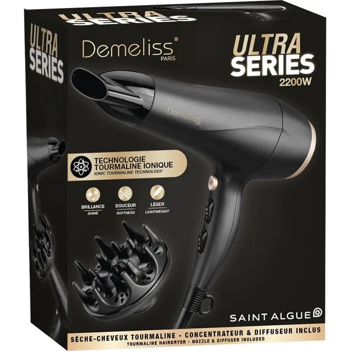 Saint Algue Ultra Series Sèche-cheveux Noir avec Diffuseur Saint Algue Ultra Series Sèche-cheveux Noir avec Diffuseur