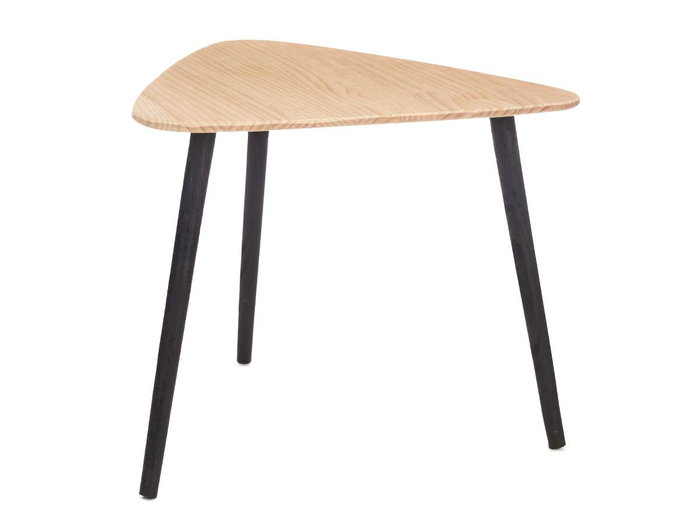 Giftdecor Table Basse Triangulaire Naturel et Noir 60x48x64 cm