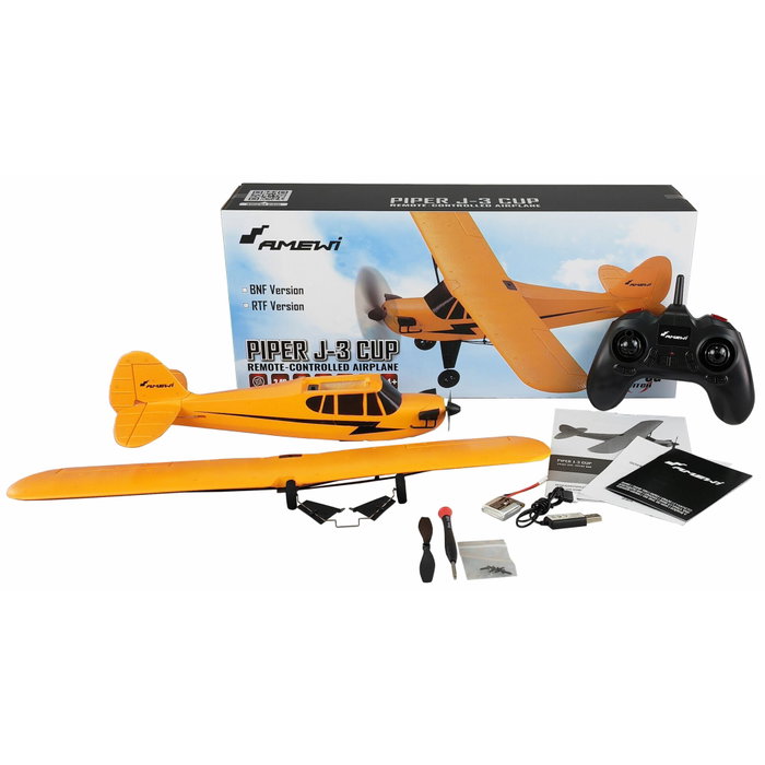 AMEWI Piper J3 Cup avec Gyroscope 3 canaux RTF - Jaune AMEWI Piper J3 Cup avec Gyroscope 3 canaux RTF - Jaune