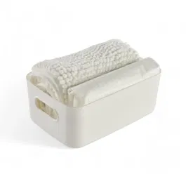 Today UTILITY Set de douche - Panier de rangement, tapis de bain et rideau de douche imprimé blanc - Panier polypropylène, tapis polyester, rideau PEVA