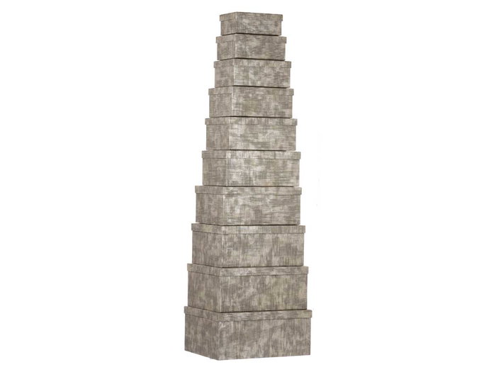 Pincello Lot de 10 boîtes en carton rectangulaires rayées anthracite 37x16x29 cm (Set de 2)