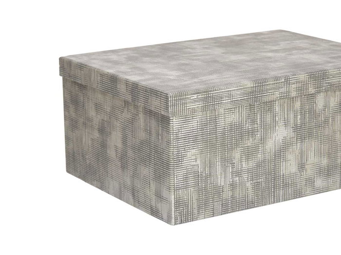 Pincello Lot de 10 boîtes en carton rectangulaires rayées anthracite 37x16x29 cm (Set de 2)