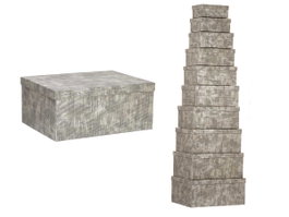 PINCELLO Lot de 10 boîtes en carton rectangulaires anthracite à rayures