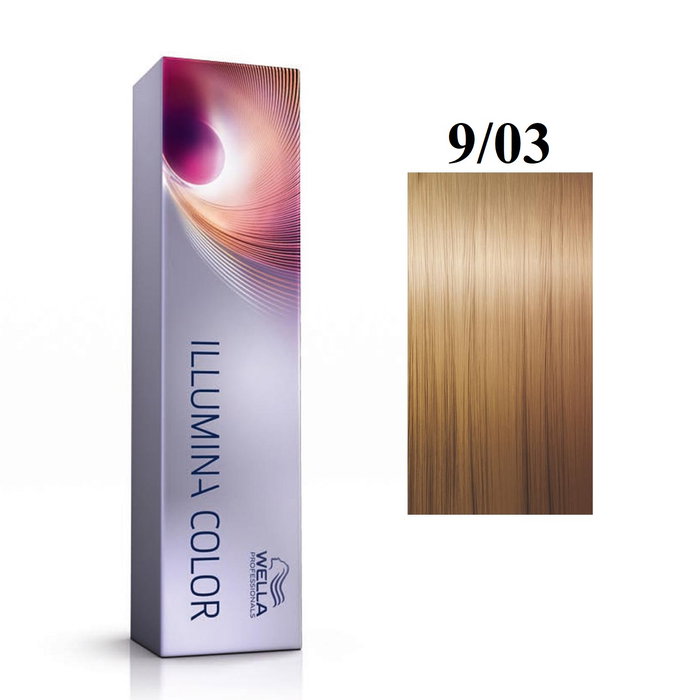 Wella Professionals Illumina Color - Teinture permanente pour cheveux - 9/03 Blond Clair Doré Naturel - 60 ml Wella Professionals Illumina Color - Teinture permanente pour cheveux - 9/03 Blond Clair Doré Naturel - 60 ml