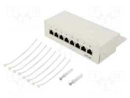 GOOBAY Panneau de brassage Cat 6a, 8 ports RJ45, 1U, blanc