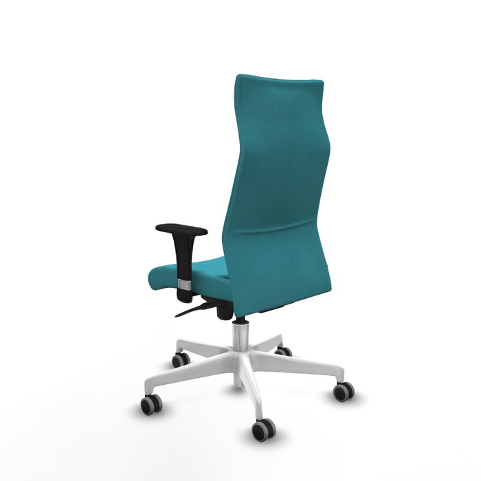 Piqueras Y Crespo Sillón Albacete, mécanisme Sincro, tissu Turquoise, base blanche