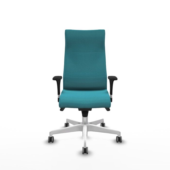 Piqueras Y Crespo Sillón Albacete, mécanisme Sincro, tissu Turquoise, base blanche