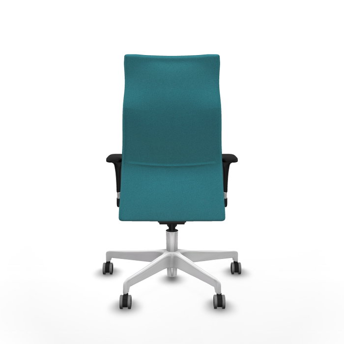 Piqueras Y Crespo Sillón Albacete, mécanisme Sincro, tissu Turquoise, base blanche
