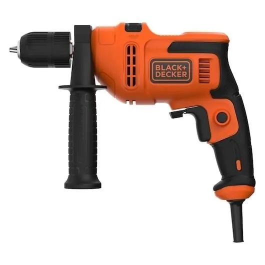 Black+Decker BEH200K-QS Perceuse à percussion 500 W Mandrin 13 mm - Vitesse variable pour bois acier béton