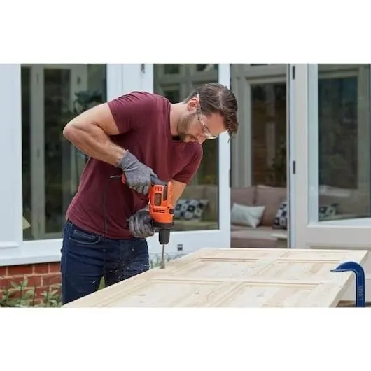 Black+Decker BEH200K-QS Perceuse à percussion 500 W Mandrin 13 mm - Vitesse variable pour bois acier béton