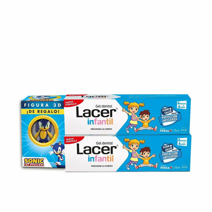 Lacer Gel Dentaire Duo Fraise avec Cadeau 2 x 75 ml