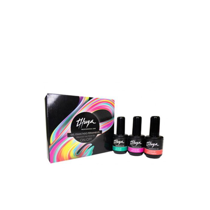 Thuya Kit Trio Gel On-Off Neon Fever avec vernis permanent Neon Jungle, Neon Tangerine et Neon Hot Pink - 14 ml Thuya Kit Trio Gel On-Off Neon Fever avec vernis permanent Neon Jungle, Neon Tangerine et Neon Hot Pink - 14 ml