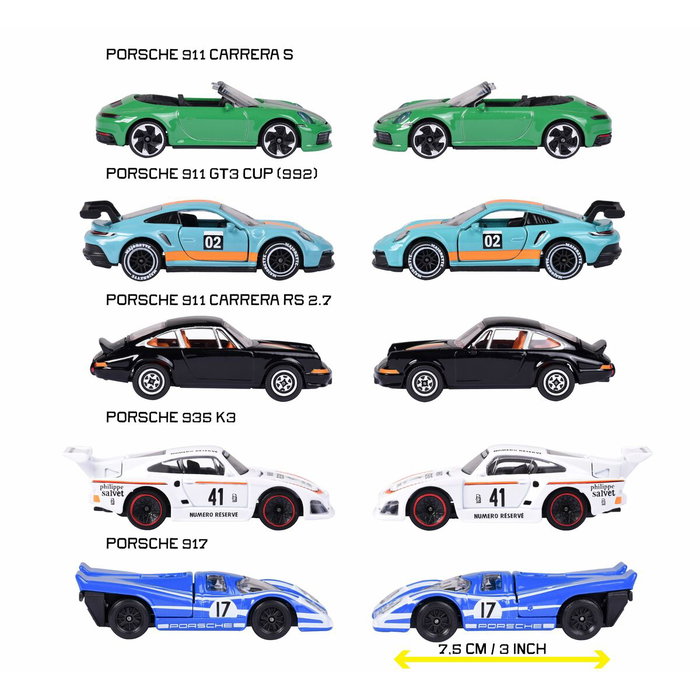 Majorette Coffret Cadeau 5 Véhicules Porsche - Échelle 1/64