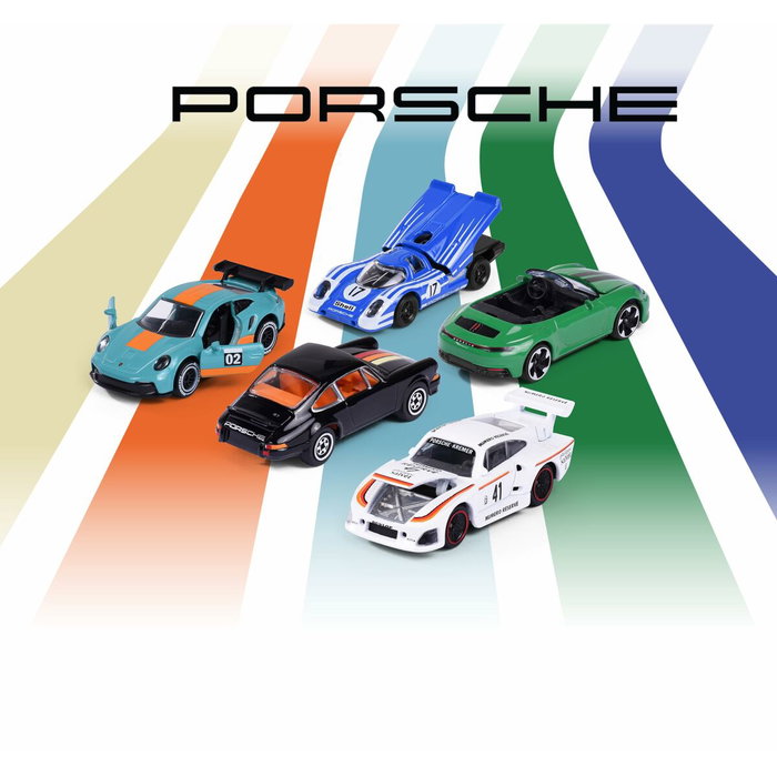 Majorette Coffret Cadeau 5 Véhicules Porsche - Échelle 1/64