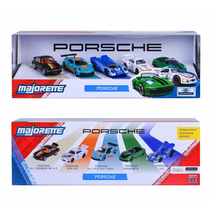 Majorette Coffret Cadeau 5 Véhicules Porsche - Échelle 1/64