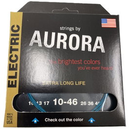 AURORA STRINGS Aurora Aqua 10-46 Cordes pour Guitare Électrique Nickel Argent, Durée 3-4x Plus Longue