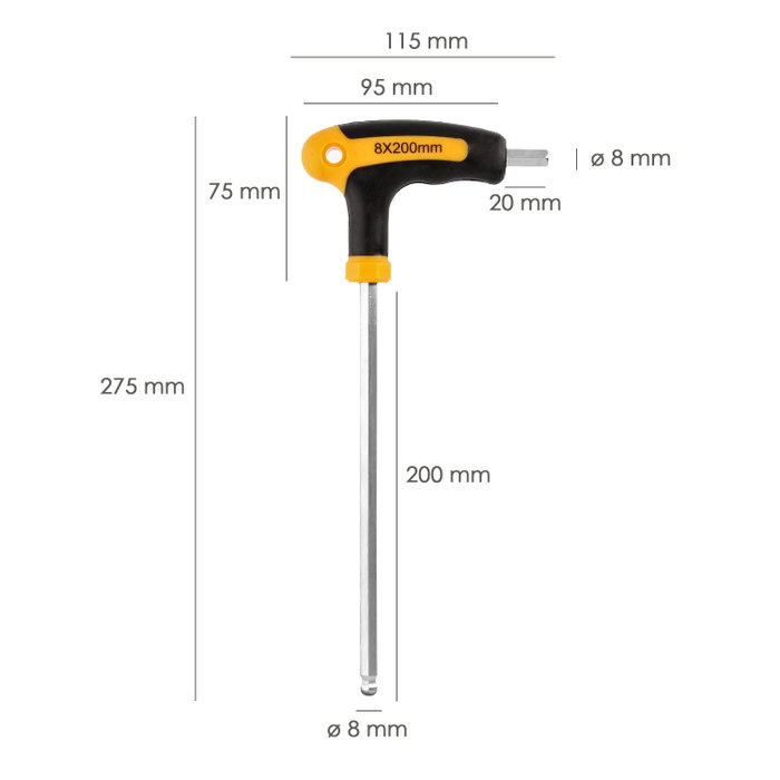 WOLFPACK LINEA PROFESIONAL Clé Allen avec extrémité sphérique 8,0 mm WOLFPACK LINEA PROFESIONAL Clé Allen avec extrémité sphérique 8,0 mm