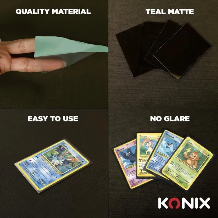 Konix - Sleeves 66x91 mm - 100 pochettes protectrices matte pour cartes Magic The Gathering, Pokémon - Bleu turquoise Konix - Sleeves 66x91 mm - 100 pochettes protectrices matte pour cartes Magic The Gathering, Pokémon - Bleu turquoise