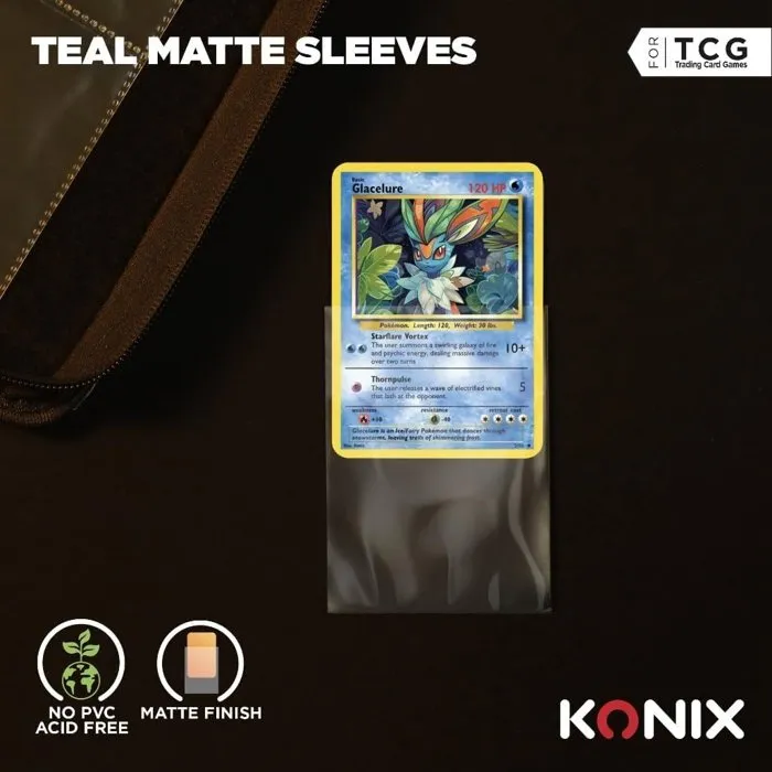 Konix - Sleeves 66x91 mm - 100 pochettes protectrices matte pour cartes Magic The Gathering, Pokémon - Bleu turquoise Konix - Sleeves 66x91 mm - 100 pochettes protectrices matte pour cartes Magic The Gathering, Pokémon - Bleu turquoise
