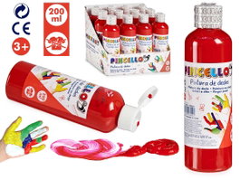Pincello Peinture à doigts Rouge 200 ml avec pinceau 4x15x4 cm (Set de 24)