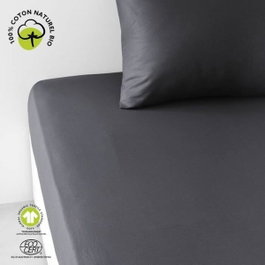 Today Drap housse Organic 160 x 200 cm - Fusain - Coton Bio