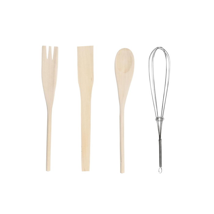 Pot pour ustensiles de cuisine DKD Home Decor Métal Dolomite Bois MDF 12 x 12 x 25 cm (3 Unités)