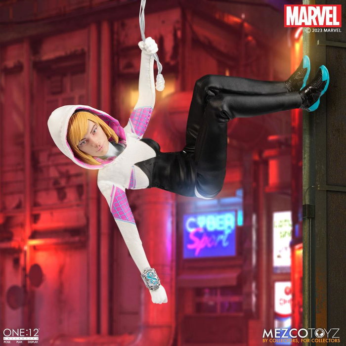 Mezco Toyz Ghost-Spider Figurine 16 cm Marvel One:12 Collective - 30 points d'articulation, 4 têtes et 12 mains interchangeables Mezco Toyz Ghost-Spider Figurine 16 cm Marvel One:12 Collective - 30 points d'articulation, 4 têtes et 12 mains interchangeables