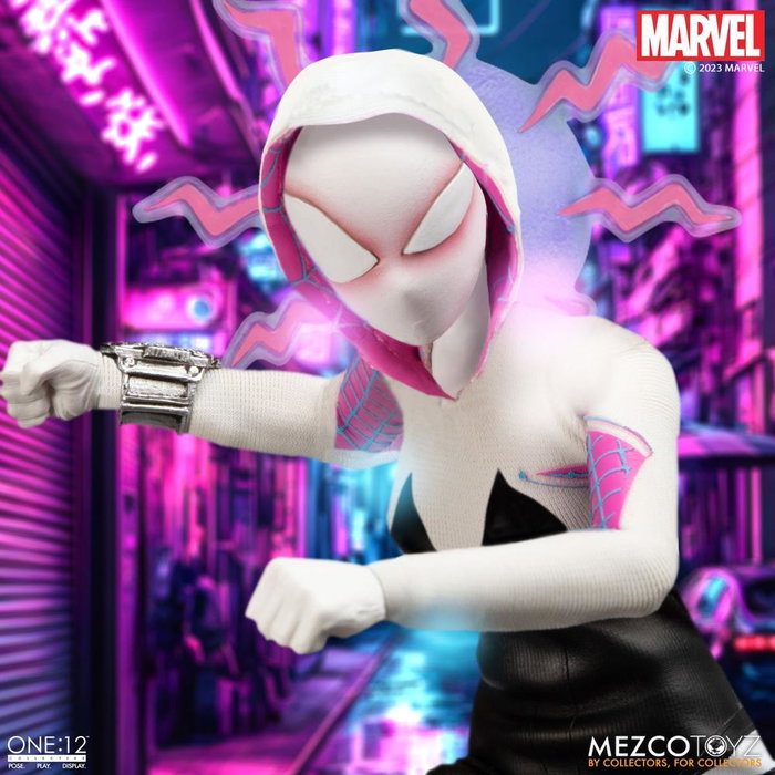 Mezco Toyz Ghost-Spider Figurine 16 cm Marvel One:12 Collective - 30 points d'articulation, 4 têtes et 12 mains interchangeables Mezco Toyz Ghost-Spider Figurine 16 cm Marvel One:12 Collective - 30 points d'articulation, 4 têtes et 12 mains interchangeables