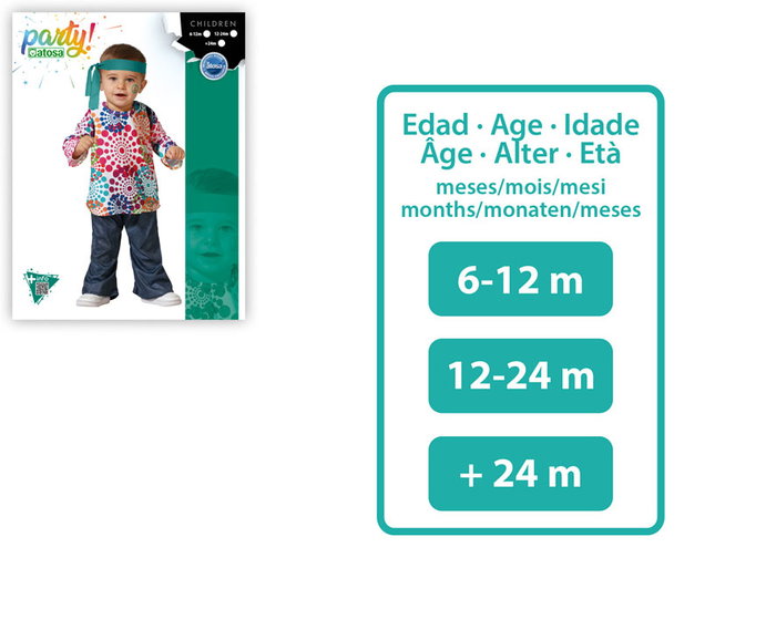 Disfraz Hippie Multicolor Bébé 6-12 Mois - Costume Années 60 Unisexe