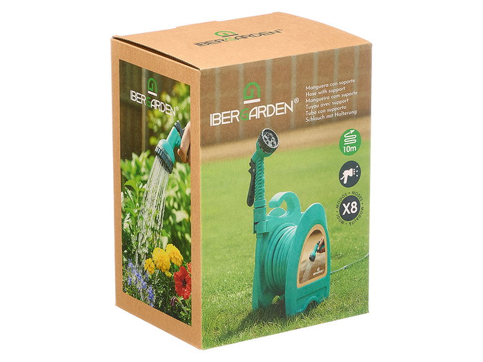 IBERGARDEN Tuyau d'arrosage 10m avec 8 modes et support IBERGARDEN Tuyau d'arrosage 10m avec 8 modes et support