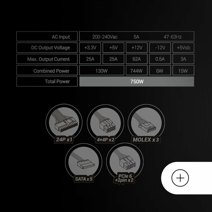 Bloc d’Alimentation Mars Gaming PSU 750W ATX 750 W 6 W 130 W 80 Plus Bronze