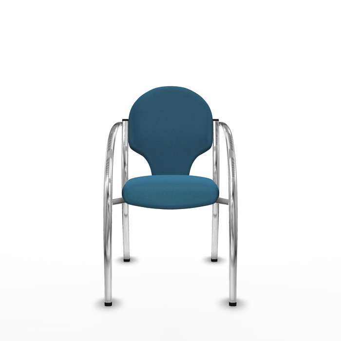 Silla Hellín tapizada con Tela color Verde petróleo. Brazos fijos